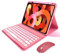 kaitesi Keyboard Case Mouse for iPad Air 11 inch M2/ iPad Air 5th 4th Generation 10.9/ iPad Pro 11 4th/3rd/2nd/1st Generation Cute Round Keys Detachable Keyboard (Dark Pink)