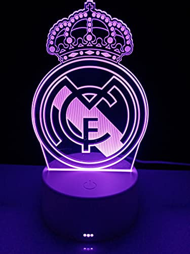 Lámpara madrid mesita de noche futbol ilusión óptica 3d lámpara de escritorio mesa 16 colores mando a distancia regalo niños familia amigos (Madrid)