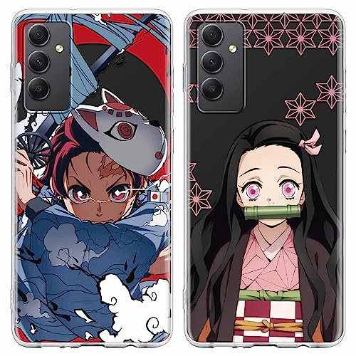 Eouine [2 Stück Case für Samsung Galaxy A34 5G Hülle 6.5,Weich Transparent TPU Silikon Schutzhülle mit Anime Jungs Tanjirou Nezuko, Stoßfest Handyhülle Kompatibel mit Samsung A34 5G
