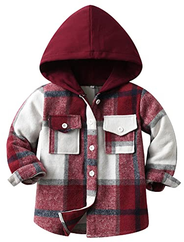 Amur Leopard Manteau Enfant Garçon Veste Fille à Capuche Blouson Mi-saison de Chemise à Carreaux à Manches Longues