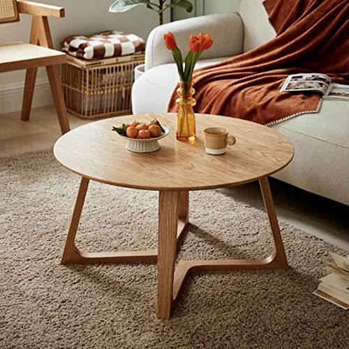 LBSI Table Basse Salon Blanche Laque Ronde, Plusieurs Tailles, Table Gigogne Moderne avec Pieds en Pin pour Salon Chambre à Coucher, Bureau, Balcon (Color : Original Colour, Size : 50 * 35cm)