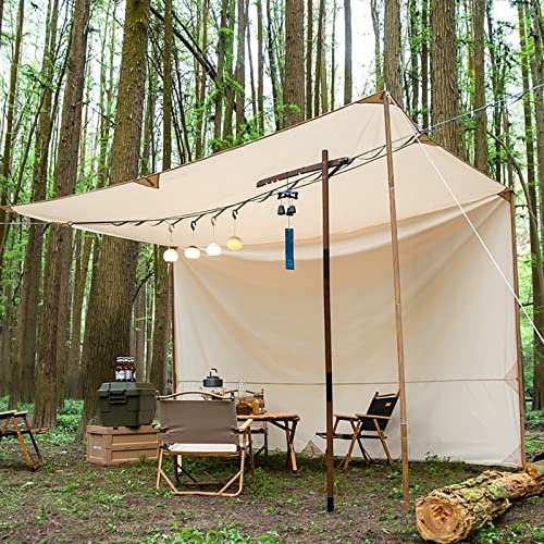 SLDAGe Camping Tarp Wasserdicht, 4 x 5m Ultraleicht Tragbare Camping Zeltplane mit Erdnägel+ Seilen, Anti-UV Schnee Regen Sonnen Schutz, für Hängematte, Outdoor Reisen