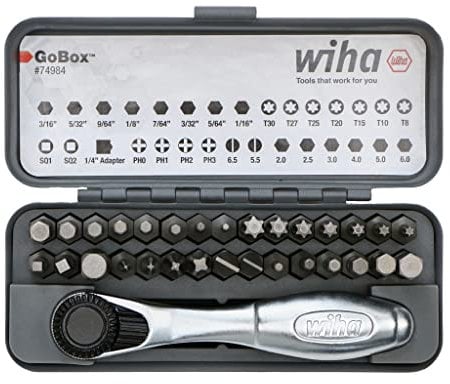 Wiha 74984 GoBox Standard-Bit-Set mit Mini-Ratsche, 32-teilig