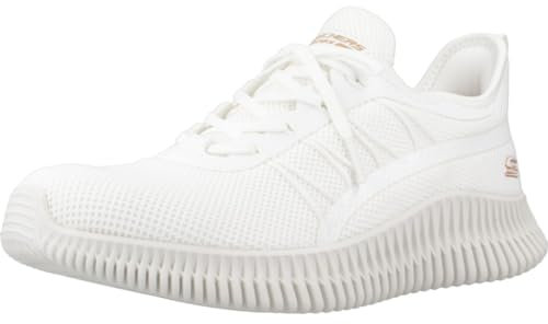 Skechers Damen Sneakers, Cremefarbener Strick-Synthetikbesatz, 38.5 EU