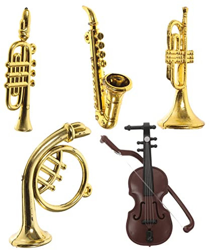 STOBOK 5st Mini-musikinstrumentenmodell Miniaturinstrument Für Kinder Instrumente Spielzeug Mini-trompete Puppenhaus -miniaturinstrumente Spielzeug Trompete Ob11 Plastik Flöte Klein