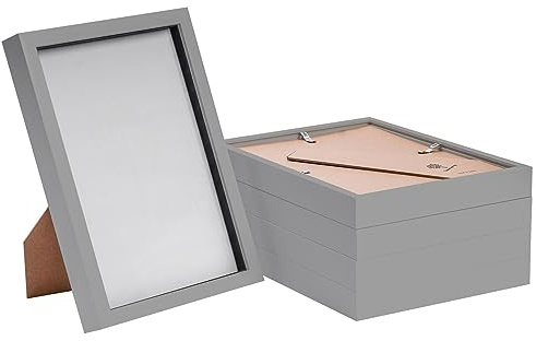 Nicola Spring 3D Shadow Box Photo Frames - 8x12 (20x30cm) - Pack of 5 - Grey 3D Photo Frame Box A4 Picture Frame Box Portrait Display Case for Crafts, Keepsakes, Wedding, Graduation