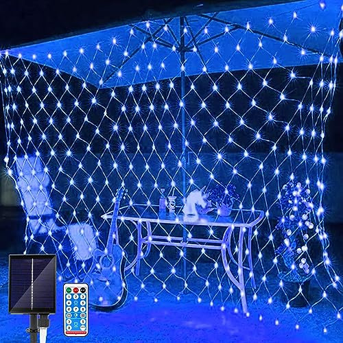 Micacorn Solar LED Lichternetz,2 x 3M Wasserdichte Lichterkette Netz 8 Modi 198 LED Lichternetz Lichtervorhang mit Fernbedienung Net Lichterketten für Garten Weihnachten Hochzeit Party Dekorationen