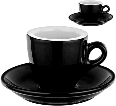 MY Obsession EspressoTassen Set, 56ml - Extra Dickwandig, Italienisches Design, Geschenkverpackung, Porzellan (2 Tassen Schwarz/Weiß)