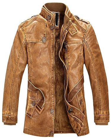 Rhomba Windbreaker Herren Casual Mittlere Länge Waschen Plus Fleece Kunstlederjacke Herren Reißverschlussleiste Slim Fit Warm Jacke Herren Modern Mode Urban Langarm Jacke Herren D-Yellow1 M