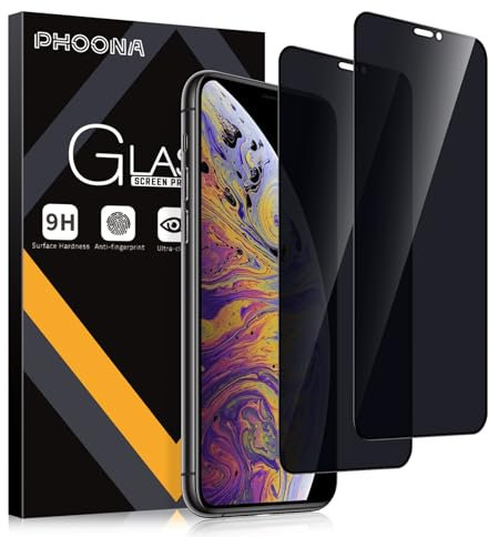 Phoona Verre Trempé pour iPhone X 5.8,Dureté 9H,Anti-Rayures,Protecteur D'écran Anti-Peek Privacy,Film de Protection du Verre Anti-Espion,2 Pièces