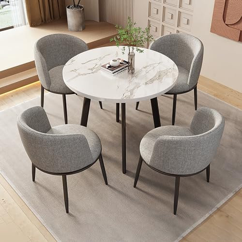 Esstisch mit 4 stühlen,Konferenztisch Rund, Büro Empfangsraum Club Tisch und Stuhl Set, Schönheitssalon-Kino, Zur Ruhe Im Wohnzimmer Und In Der Küche Usw. ( Color : Style 1 , Size : 80*80*75cm )