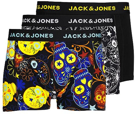 JACK & JONES Herren Unterhosen Shorts Boxershorts Trunks 3er Pack, Farbe:Mehrfarbig, Wäschegröße:L, Artikel:- black3