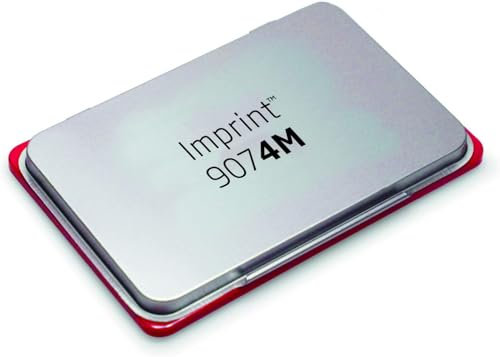 Trodat 9074M Imprint Stempelkissen mit roter Tinte auf Wasserbasis, für Handstempel, große Formate, Größe 160 x 90 mm, Rahmen aus Metall und Kunststoff