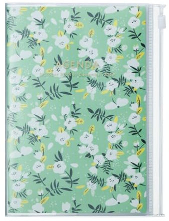 MARK'S 2024/2025 Taschenkalender B6 vertikal, Flower Pattern, Green: Von Oktober 2024 bis Dezember 2025