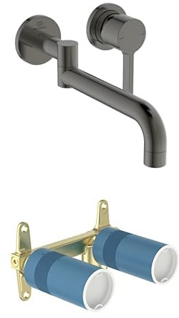Ideal Standard – Set aus Gusto Wand-Küchenarmatur, Ausladung 246 mm, mit FirmaFlow Kartusche, Schwenkbereich 120°, Magnetic Grey + A1313NU Unterputz-Bausatz 1