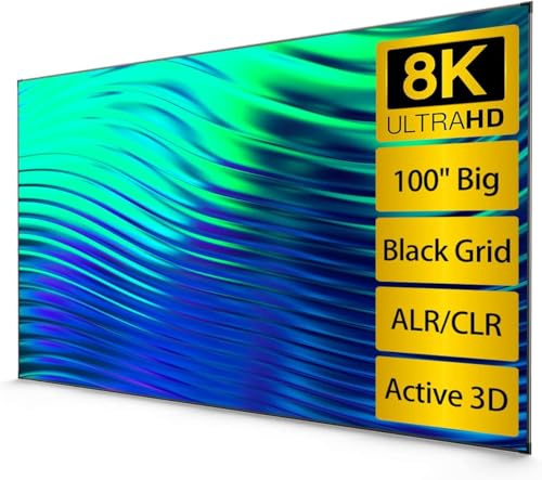 CASIRIS Projector Screen with Stand, Portable 100 Inch Projection Screen, 16:9 HD PVC Film Screen for Projector with Bag, Easy to Assemble, for Home Theater, Indoor, Outdoor