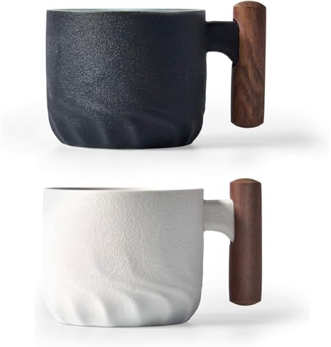 ERBO Tazzine da caffè da 70 ml, di alta qualità, con manico, mini tazza da tè in ceramica, piccole tazzine da espresso, caffè, caffè, caffè, caffè, tè, latte (nero e bianco)