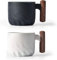ERBO Espressotassen 70 ml, Premium Espresso Tassen mit Henkel, Mini Teetasse Kaffeetasse aus Keramik, Kleine Espressotassen, Espresso Mokkatassen, Kaffeebecher für Espresso, Tee, Latte (Schwarz+Weiß)