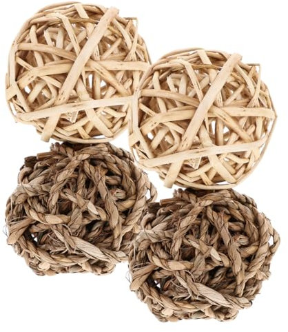 BUGUUYO 4pièces Balles à Mâcher Paille pour Lapins Jouets De Soin Dentaire Et Accessoires De Cage pour Petits Animaux