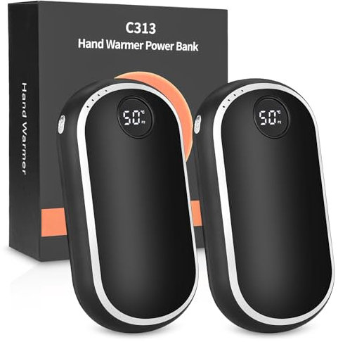 Handwärmer Elektrisch 2er Set,10000 mAh Handwärmer Wiederaufladbar, USB Handwärmer, Taschenwärmer Wiederverwendbar, Tragbarer Powerbank Digital Elektrisch Handwärmer, Maximal 60°C,Winter Geschenke