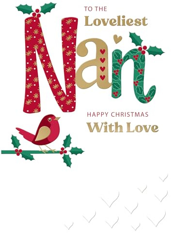 to The Loveliest Nan Festive Joy Red Robin Christmas Greeting Card XFCS004