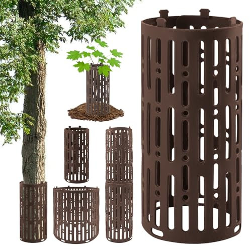 dellyy Protection Arbre Tronc, Plantes D'Écorce Protection, Lot de 4 Protections pour Tronc d'arbre, Protection Contre Les Morsures, Protection Extensible Contre Les Rongeurs (Marron)
