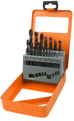 BOYMA-19PZ-Juego de brocas para metal-set de brocas para hierro con caja metalica- de 1 hasta 10mm-HSS DIN338-Brocas para hierro-conjunto de brocas para metal