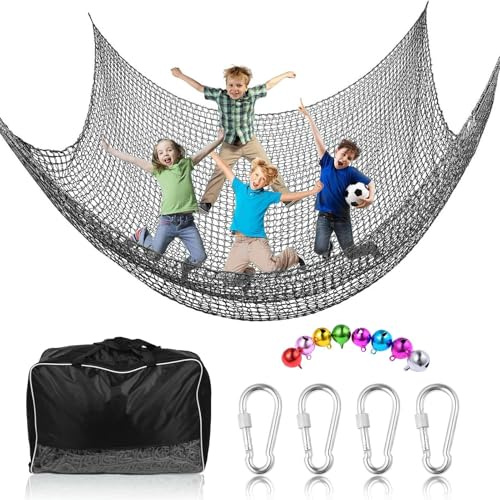 Générique Filet d'escalade Robuste 3 x 3 m pour extérieur – Filet de sécurité Double Couche pour Aires de Jeux, Trampolines et Utilisation intérieure/extérieure (capacité de 600 kg, Noir)
