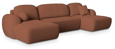 Masseno Ecksofa Savona N mit Schlaffunktion U-Form, Sofa mit Bettkasten, Wohnzimmersofa, Couch, Soffa, Bettsofa, Couchgarnitur- Orange, Now OR Never 54