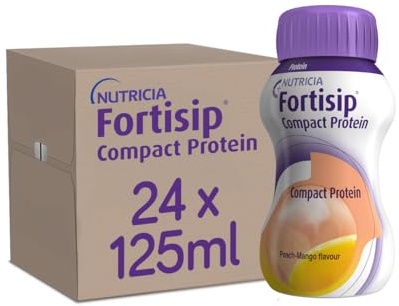 Fortisip Compact Protein Drink, Peach and Mango Flavour, 125ml Bottle x24