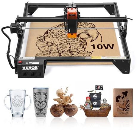 VEVOR Machine à Graver Laser 10 W Graveur Laser Zone de Travail 38x40 cm Vitesse de Déplacement 10000 mm/min Point Compressé, Protection Oculaire, Machine de Découpe Gravure pour Bois Certains Métaux