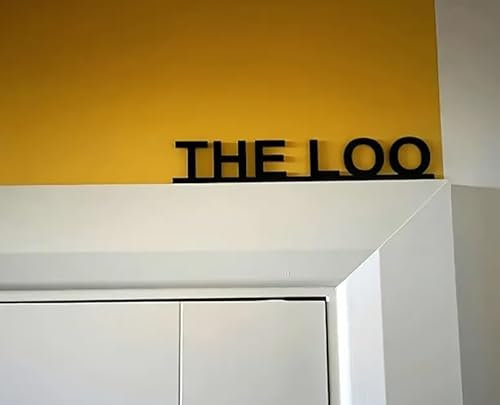 BERKO - The Loo Sign Decorative Matt Black Toilet Sign Metal - Restroom Plaque Home Bathroom Office Hotels Pubs Lavatory Shabby Chic Home Decor
