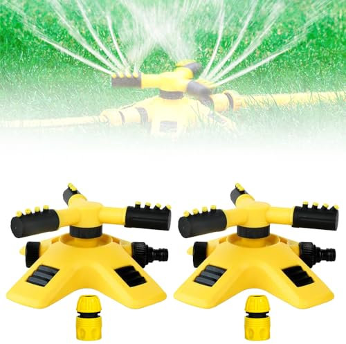 360º Sprinkler automatisch für Bewässerung, 2025 Neuest rasensprenger, Automatische Rotierende Sprinkler 3 Arm Sprenger, viereckregner, sprinkleranlage Garten für Blumen,Gemüse (2)