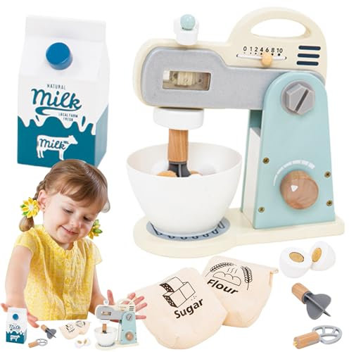Blender Toy | Cooking Mixer Play Set | Wooden Pretend Play Set Kitchen Baking Accessories for Toddler Kids Boys Girls Aged 3-5