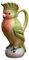 Caraffa Pappagallo Cacatoes Ceramica, 30 x 17 x 11,5 cm, Verde/Rosa, Dipinta a Mano, 1140 ml