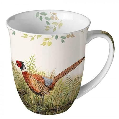 Ambiente Teetasse Kaffeetasse Becher Mug 0,4l Wildtiere Fasan Fine Bone China Porzellan