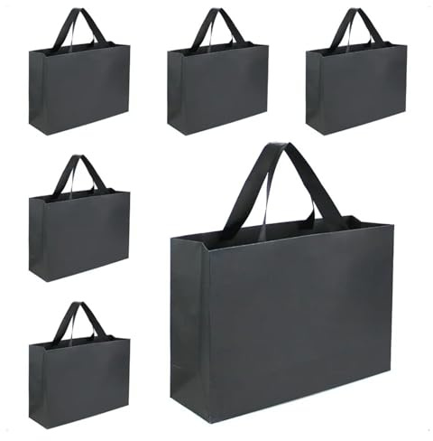 Papiertüten Mit Henkel 6pcs Black Paper Bags With Handles Black Bag Paper Shopping Bags With Ribbon Handles For Business