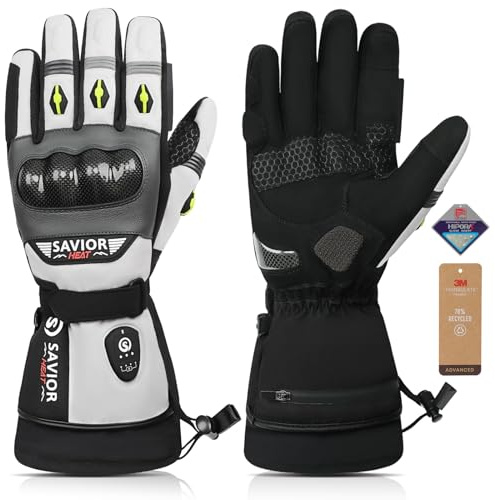 SAVIOR HEAT Beheizbare Motorrad Handschuhe Herr,Winter wasserdichte Beheizte Handschuhe Damen Herren FüR Ski Snowboard Racing Fahrrad Outdoor Thermo