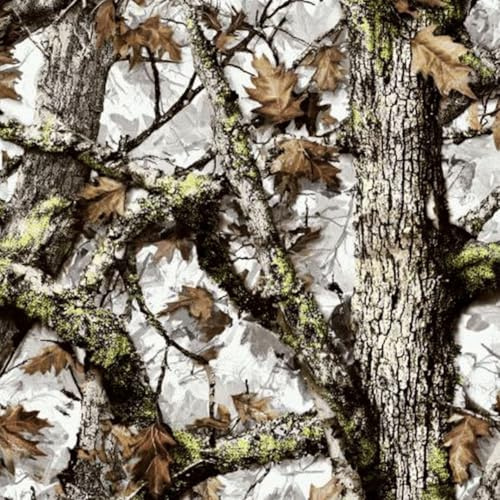 DERUINVAIO Self Adhesive Feature Removable Autumn Forest Tree Branches Brown Leaves Mossy Bark Peel and Stick Vinyl Wallpaper Roll, Sticky Lining Paper for Bedroom, Living Room, Kitchen Walls