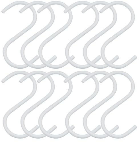 SOTECH 12er Set S-Haken Weiß Satin pulverbeschichtet für Rundstab Ø 30 mm | für Garderoben Küchenreling Kleiderstangen uvm.