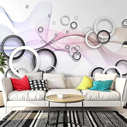 Geometric Black and White Circular Colourful Lines 3D Wallpaper Easy Install Feature Office Living Room Sofa Bedroom TV Background Wall Decoration-200cm×140cm