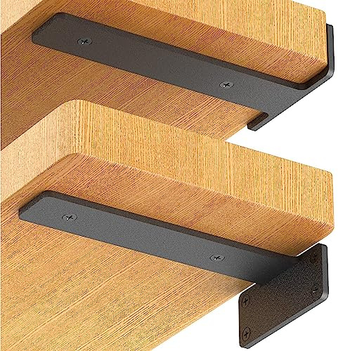 6Pcs Equerre Etagere Murale,Supports Equerre Etagere,Equerre Charge Lourde Support équerre étagère,Fixation Invisible Supports Vintage,Pour Montage Mural (noir, 30cm)