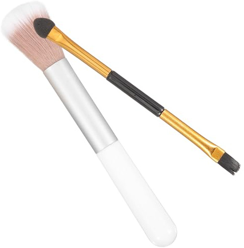 Outanaya Lot de 2 Pinceaux Maquillage Double Embout pour Yeux, Pinceau Estompeur et Pinceau à Fards à Paupières en Fibres Synthétiques, Format Compact, pour Maquillage Précis