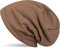 styleBREAKER warme Feinstrick Beanie Mütze mit sehr weichem Fleece Innenfutter, Longbeanie unifarben, Unisex 04024092, Farbe:Braun