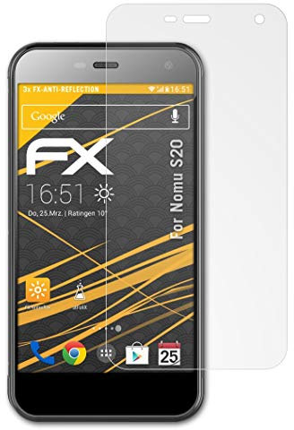 atFoliX Panzerfolie kompatibel mit Nomu S20 Schutzfolie, entspiegelnde und stoßdämpfende FX Folie (3X)
