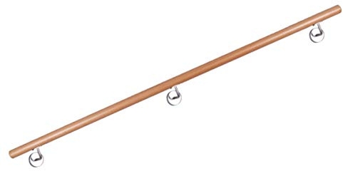 Handlauf Buche, lackiert, mit stabilen Halter aus Edelstahl, 36 Längen zur Auswahl ! (2.60m)