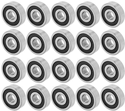 Akozon Kugellager, 20 Stück 625RS Dünnes Gummi Sealed Rillenkugellager 16mmx5mmx5mm Reibungsfreie für kleine Hobby 5mm Welle/Rute Projekte