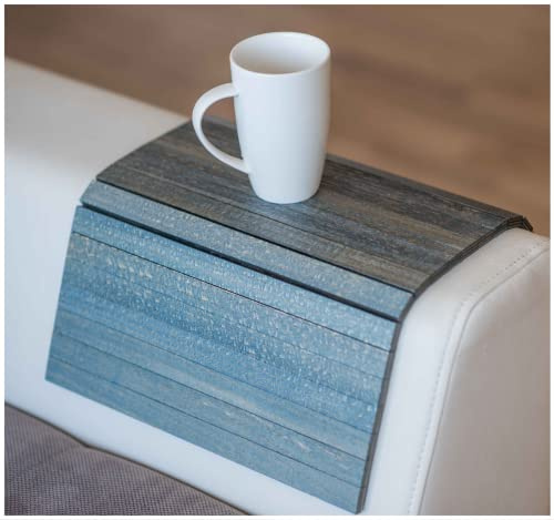 EWART WOODS Sofa Arm Tisch Sofa Tisch Couch Arm Tisch Sofa Arm Tablett Sofa Tablett Holz Coaster Sofa Arm Halter (Blau)