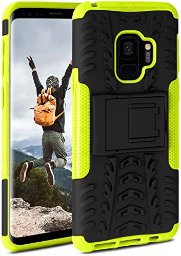 ONEFLOW Tank Case für Samsung Galaxy S9 Hülle Outdoor, stabile Panzerhülle mit Kamera und Display Schutz, sichere Handyhülle, TPU Handy Schutzhülle mit Ständer, Grün Schwarz