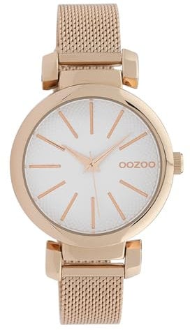 Oozoo Damenuhr mit Edelstahl Milanaise Metallband 36 MM Rose/Weiss/Rose C10127